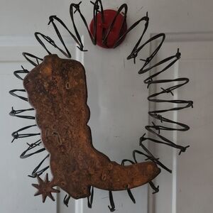 Western Boot Wall Art with Star Accent